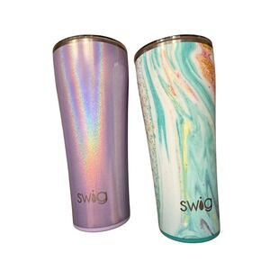 Swig 22oz Tumbler Bundle – Holographic Lavender + Marble Swirl – Set of 2